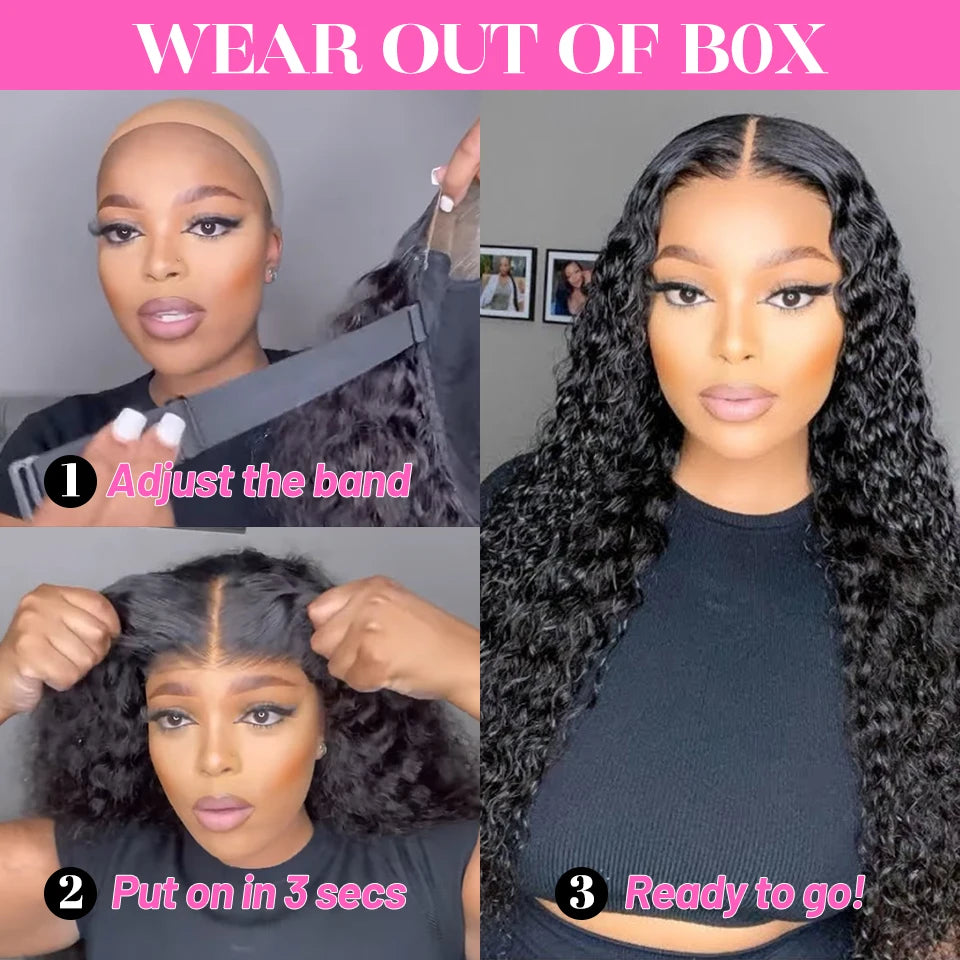 Wear Go Wig ISEE Hair Wigs Mongolian Water Wave 7x5 Glueless Pre-plucked Human Wig Ready To Go Pre Cut Lace Easy Install HD Lace Wigs