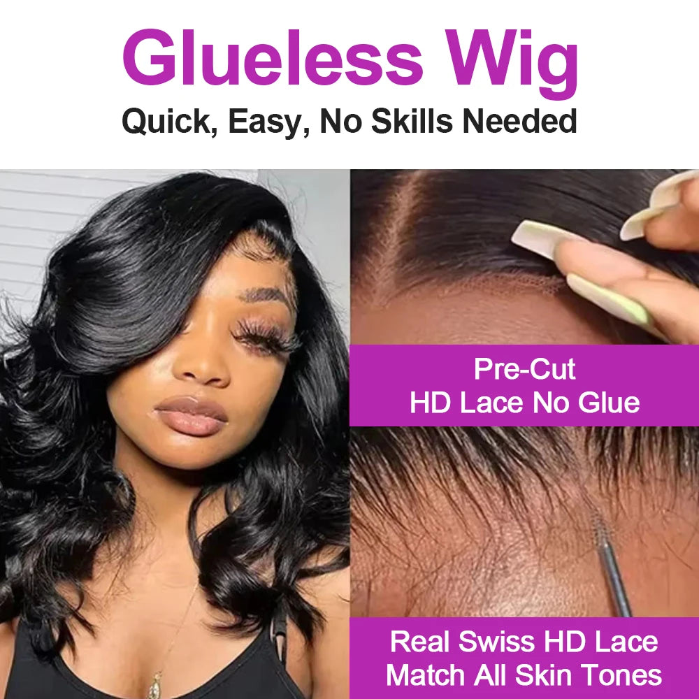 Wig Body Wave Short Bob 13x6 Transparent Lace Front Human Hair Wigs Glueless 7x5 13x4 HD Pre-plucked Lace Frontal Wig For Women 250%