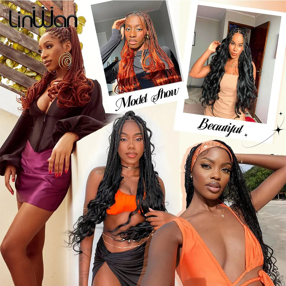 French Curly Braiding Hair Wigs 22Inch Synthetic Curly Braiding Wig Hair Pre Stretched Loose Wavy Curl Braiding Hair Accessories and Extensions For Women