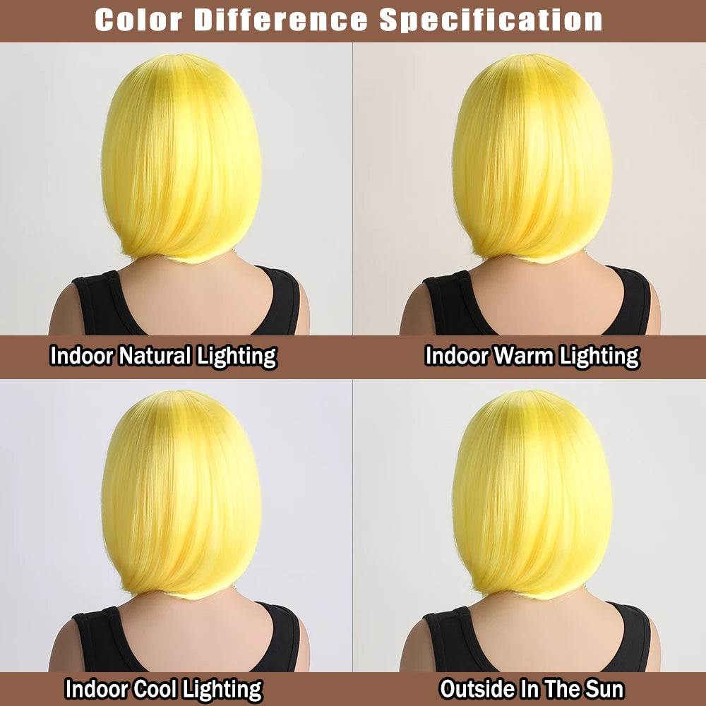 Heat Resistant Short Bob Wig with Bangs for Women Hair Wigs Perfect for Halloween Birthday Costume Party Or Daily Use, Hair Style