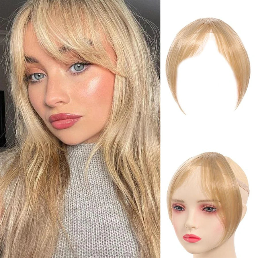 Eight Character French Bangs Wig Piece Female Synthetic BB Clip Fluffy Top Reissue Eight Character Bangs Thin Invisible Hairpins for Women Hair Wigs