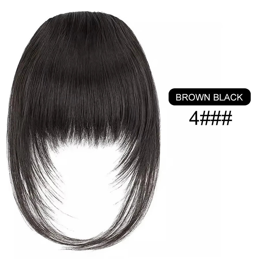 Women's Straight Synthetic Wigs Hair Extensions with Layered Bangs Side-Swept Bangs Natural-Looking Wig Hairpiece for Versatile Styling