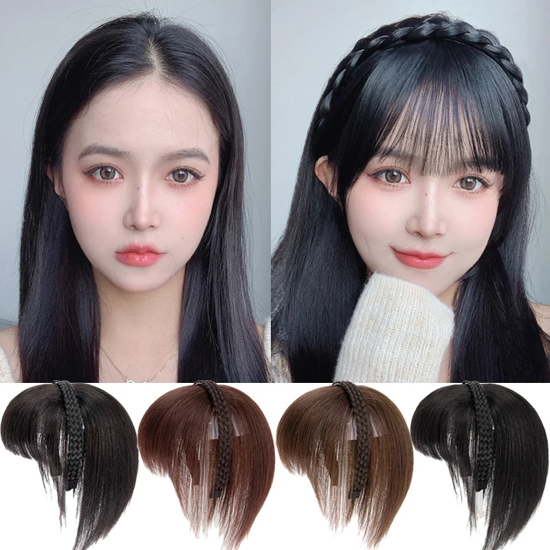 Wig Bangs Headband Synthetic Bangs Hair Extension and Accessories Fake Fringe Natural Hair Clip on Hairpieces for Women Invisible Natural Hair Wigs Clip