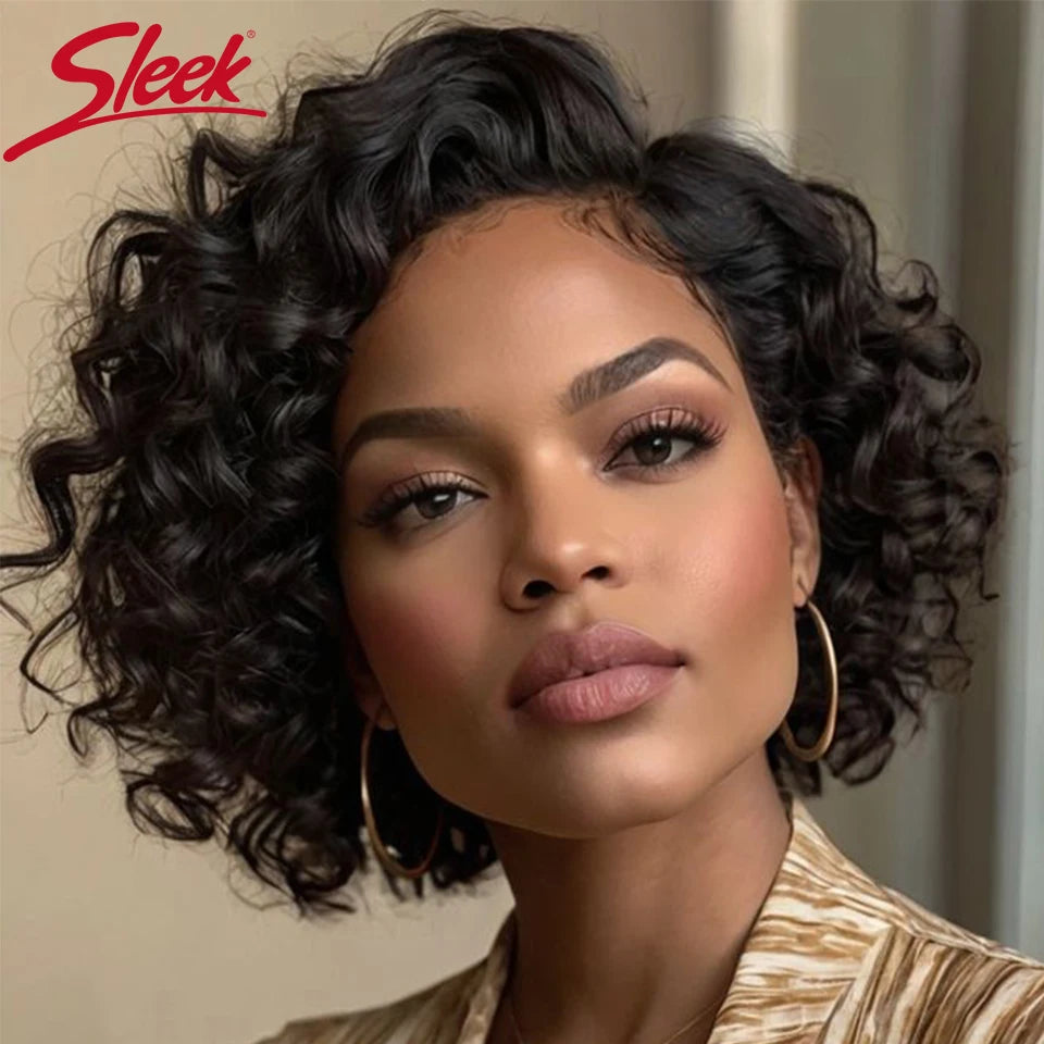 Sleek Bodywave Human Hair Wigs For Women Short Pixie Cut Lace Wig 100% Real Brazilian Body Wave Lace Wigs With Baby Hair Style