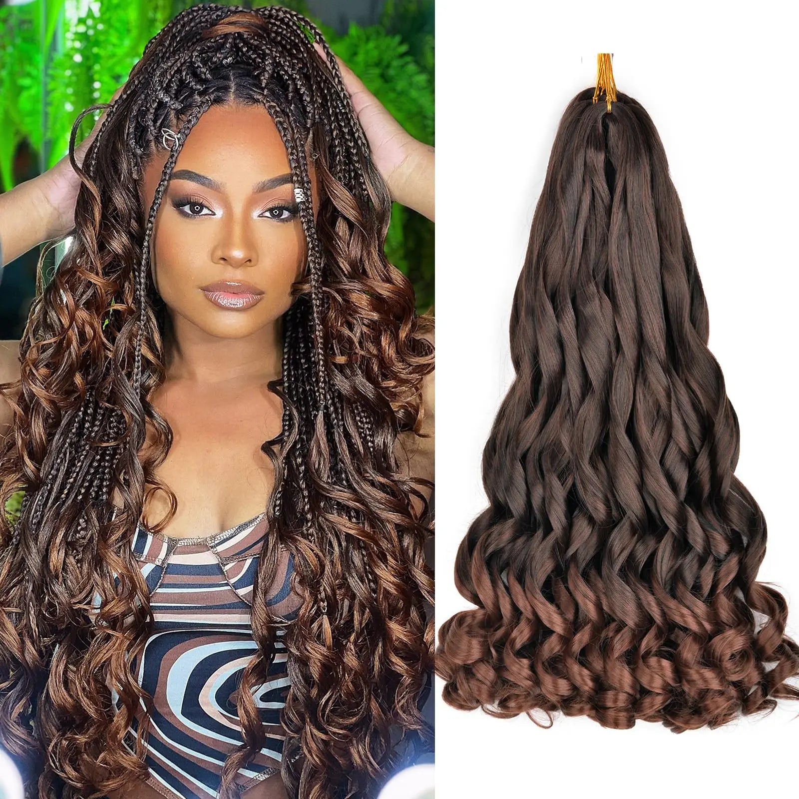 French Curly Braiding Hair Wigs 22Inch Synthetic Curly Braiding Wig Hair Pre Stretched Loose Wavy Curl Braiding Hair Accessories and Extensions For Women
