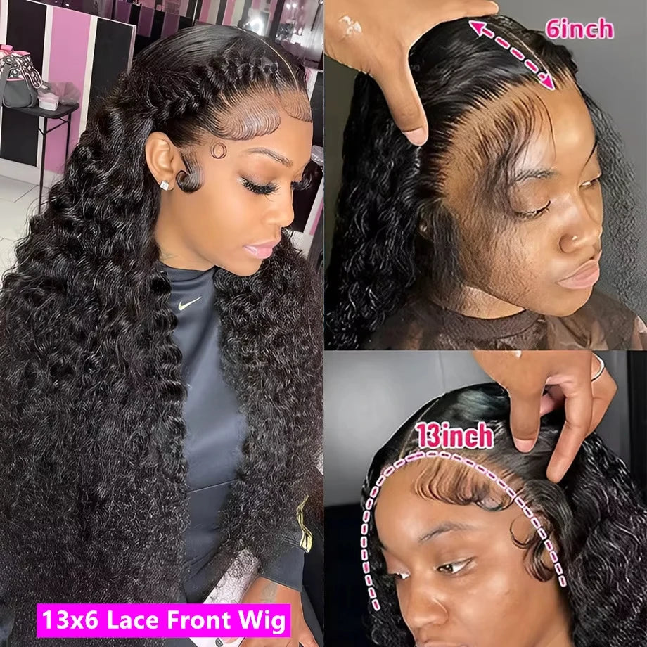 Deep Wave Frontal Wig 13x6 Hd Lace Curly Human Wigs Hair Loose Water Wave 30 - 40 Inch 13x4 Hd Lace Front Wigs For Black Woman