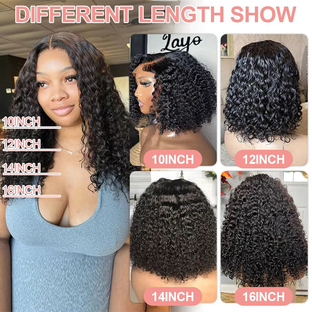 Short Curly Bob Wig Human Hair 250% Glueless Brazilian Closure Frontal Wigs Hair Without Glue Pre Cut Lace Wigs For Women On Sale