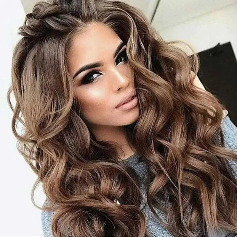 SuQ Classic Curly Wig Synthetic Natural For Women Hair Wigs Cosplay Brown With Blonde Heat Resistant Daily Wigs