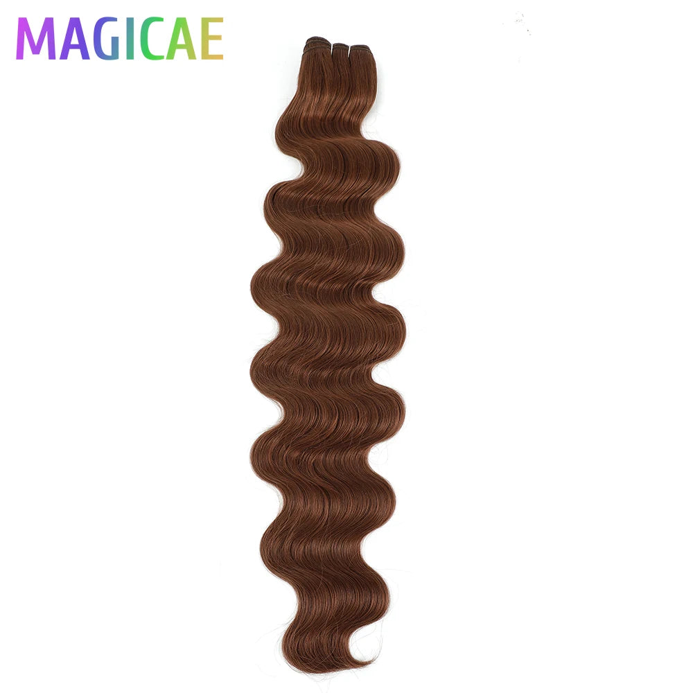 30Inches 200Grams Wig Magicae Rainbow Brown Brazilian Body Wave Bundles Colored Blond 27/613 Natural High Temperature Synthetic Hair Style Wigs
