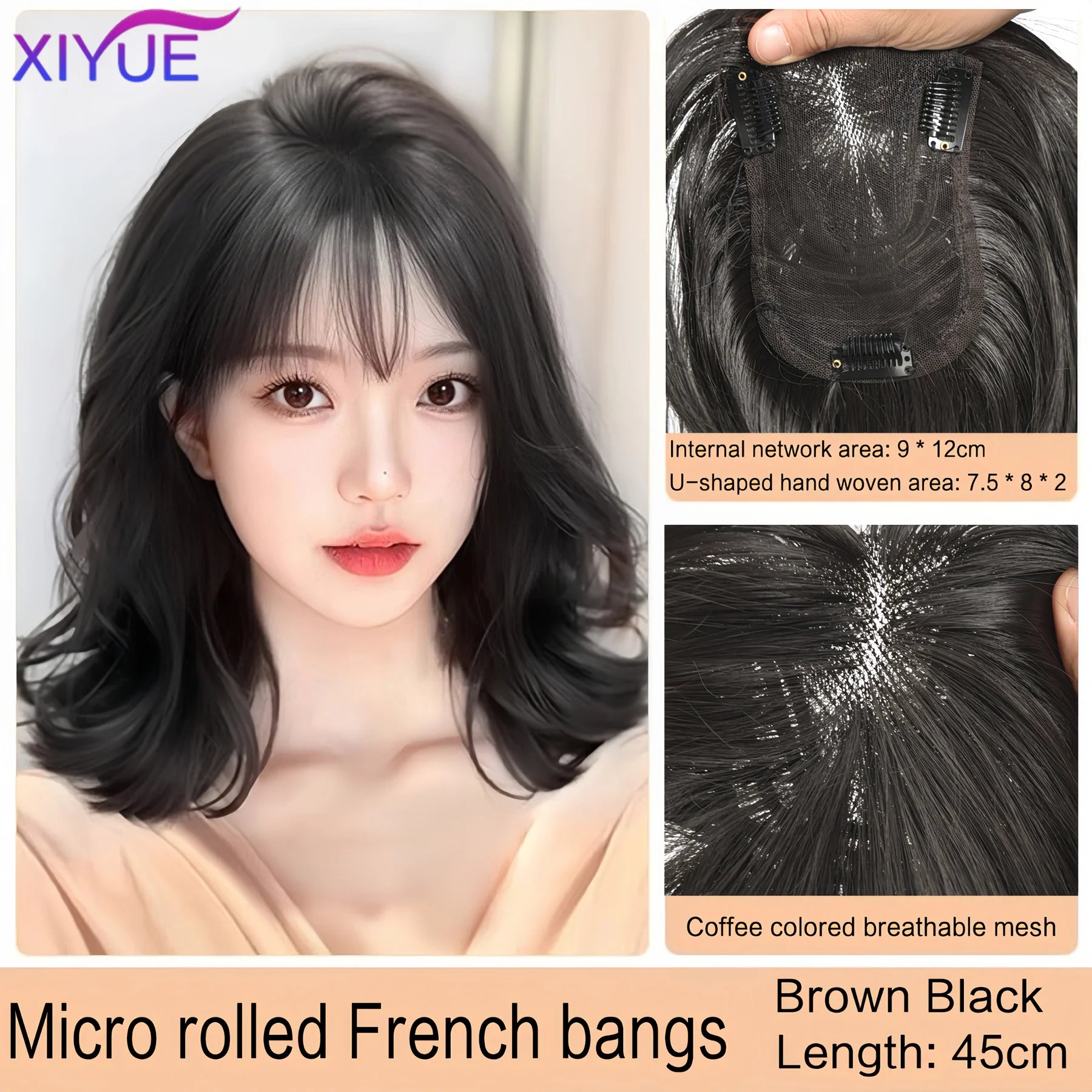 Synthetic Long Straight Layered Wigs Hair Clip in Hair Extensions and Accessories Natural Fluffy Head Top Fake Hair Piece with Bang Clip for Women Wig Daily Use