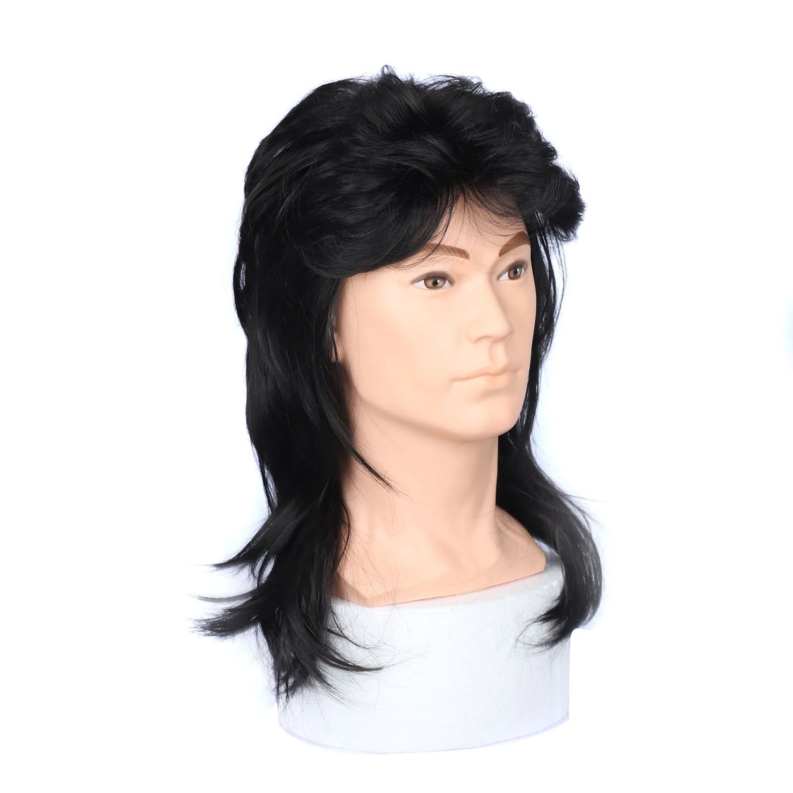 Hair Wigs Vintage 80s Mullet Wig for Men Unisex Curly Permed Black Brown Synthetic Hairpiece for Cosplay Party Women Daily Use