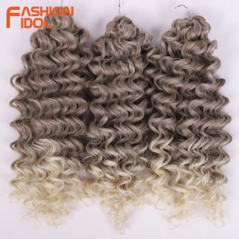FASHION IDOL 300g 3pcs Wig Passion Twist Braiding Hair Wigs Synthetic 12 Inch Crochet Hair Ombre Blonde Afro Kinky Curly Hair Extensions and Accessories