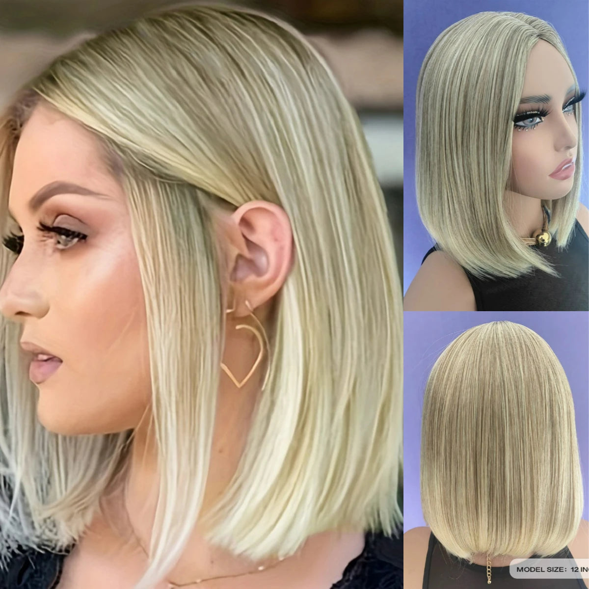 Blond mix Wig BoBo Head New Chemical Fiber Headgear Synthetic Hair Wigs  for Woman Hair Style