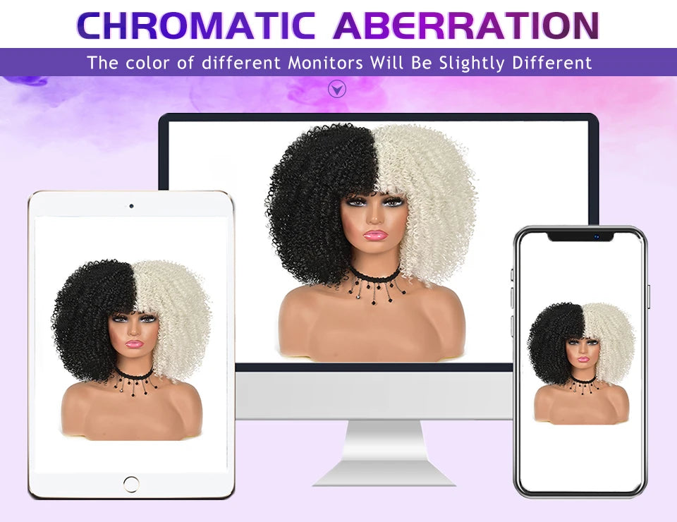 Latisha HD Synthetic Lace Front Wigs Curly Pre Plucked Lace Frontal Wig with Bangs for Women Highlight with Babyhair 24Inch Wigs
