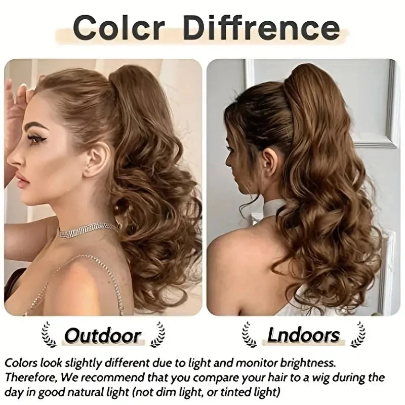 Wig female curly Hair Wigs big wavy ponytail with grab clip, Hair Accessories and Extension