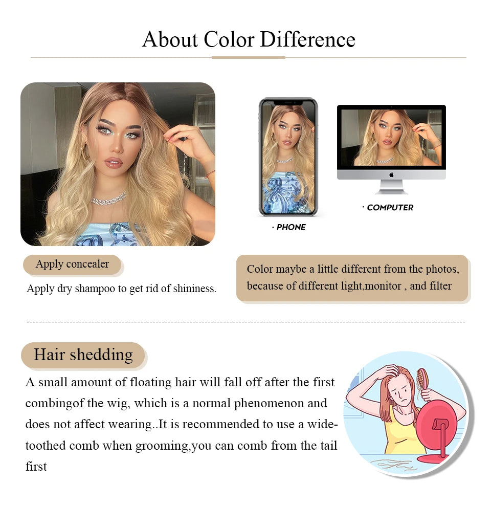 ALAN EATON Layered Synthetic Wig with Bangs Straight Short Highlights Blonde Hair Wigs with for Women Daily Use