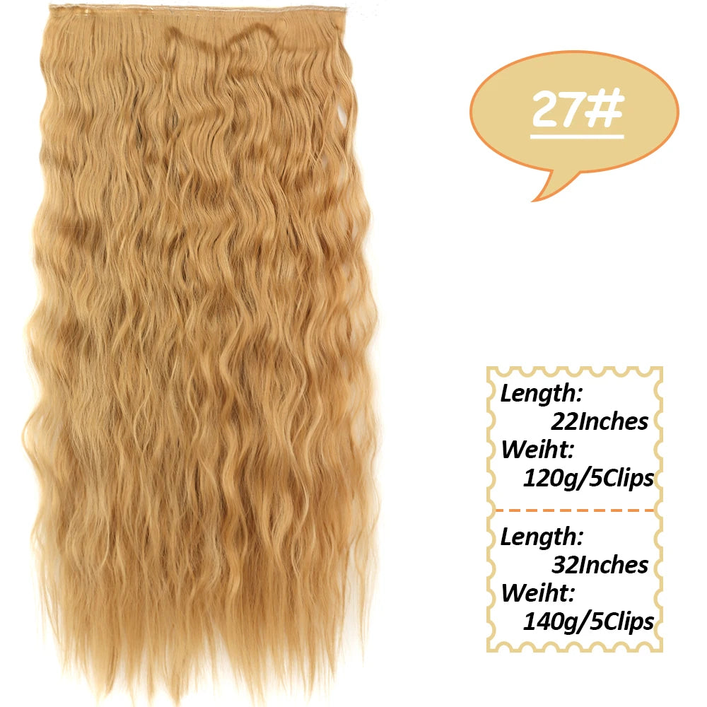 NICESY Synthetic Long Wavy 5 Clips Hair Extensions 22Inch/32Inch Clip On Hair Extensions High Tempreture Fake For Women