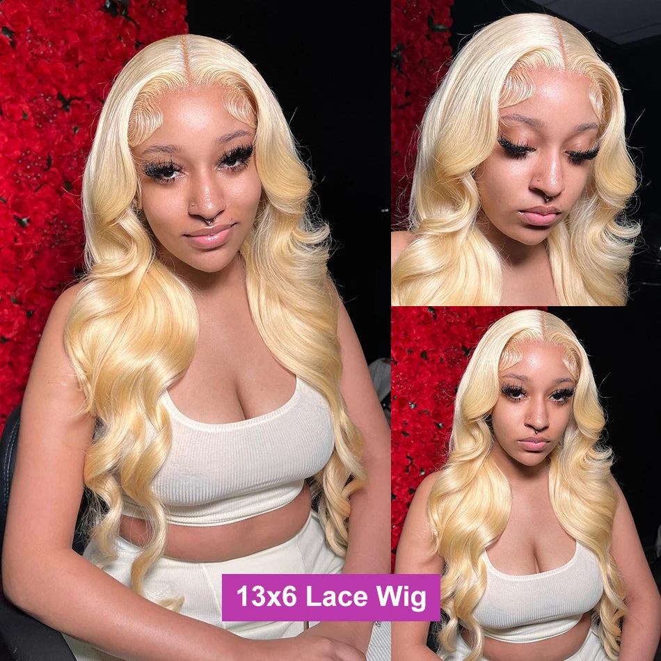 250% Lace Frontal Wig 613 Blonde 13x4 13x6 Body Wave Lace Front Hair Wigs Pre-plucked Brazilian Lace Front Human Wings Hair 28 32 38 Inch