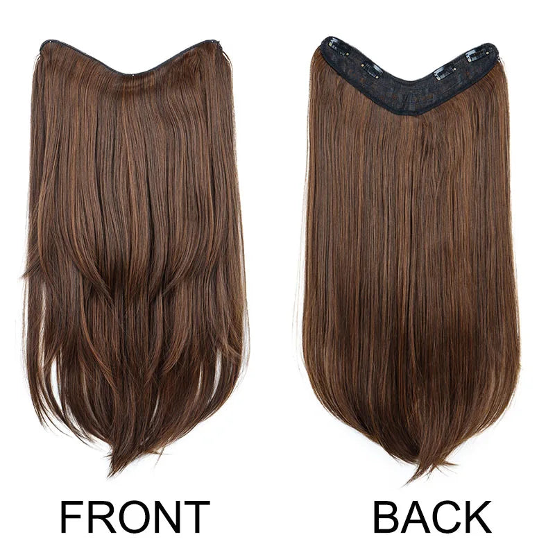 Wigs WIGSIN 22Inch Synthetic V-shaped Layered 4 Clips Long Straight Hair Extension and Accessories Fashion Invisible Hairpiece Wig for Women Daily Use