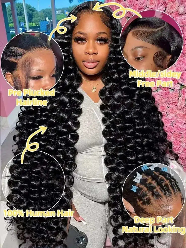 13x6 Wig HD Lace Loose Deep Wave Frontal Hair Style Wigs 40 42 Inch Deep Curly Lace Front Human Hair Wigs Preplucked Glueless Wig Human Hair