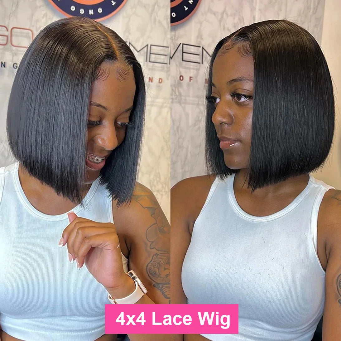 200% Density 13x4 Short Wig Bob Straight Brazilian Remy Hair Wigs HD Transparent Lace Full Lace Frontal Hair Style 4x4 5x5 Closure Wig 2x6 Lace