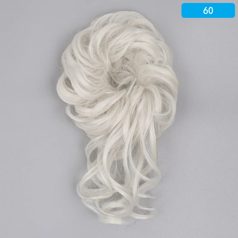 AZQUEEN Messy Bun Hair Extension Synthetic Elastic Band Curly Wave Chignon Scrunchies Donut Updo Hairpiece For Women