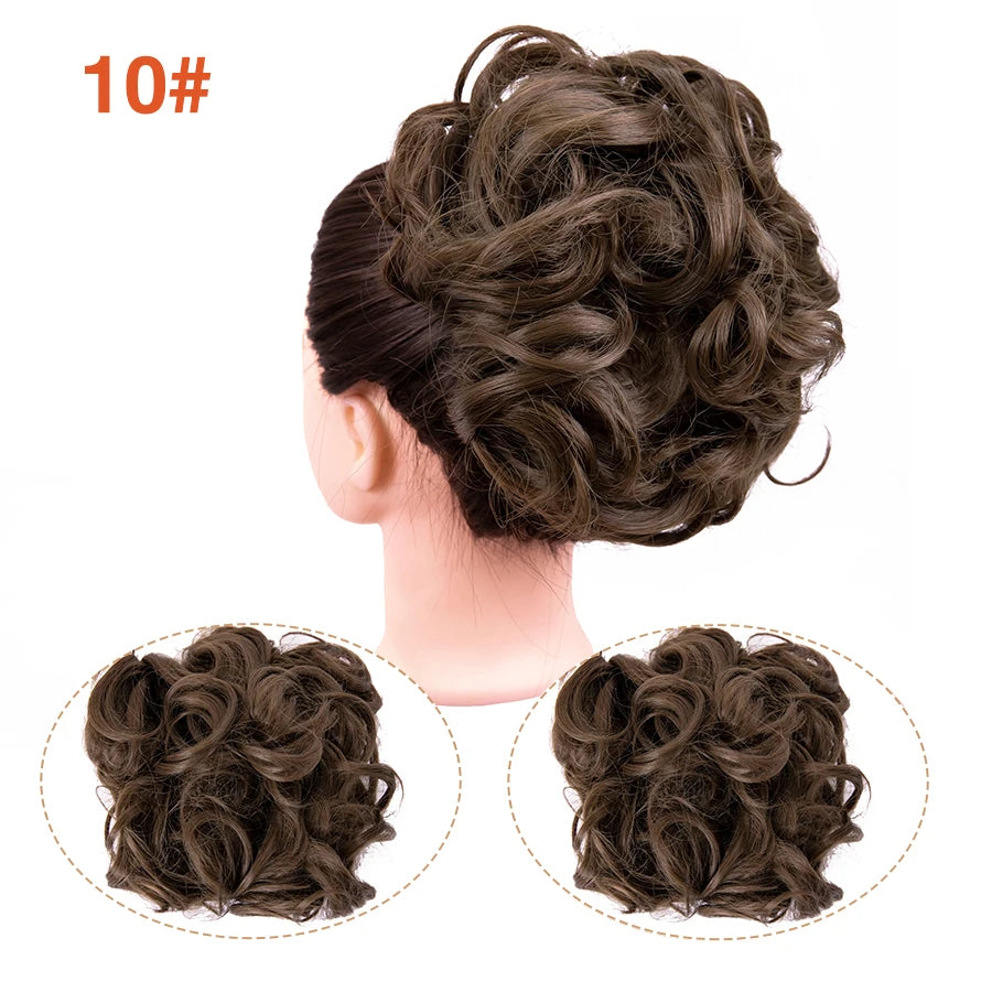 Leeons Syntheic Chignon Hair Wigs piece Curly Bun Hair Extensions and Accessories Scrunchie Updo Hair Pieces Combs In Messy Bun Hair Piece For Women Wig