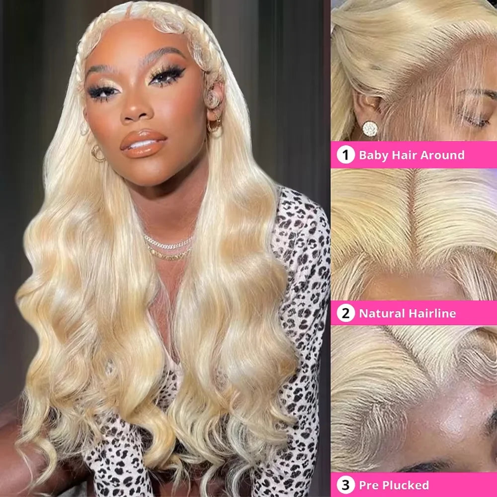 250% Lace Frontal Wig 613 Blonde 13x4 13x6 Body Wave Lace Front Hair Wigs Pre-plucked Brazilian Lace Front Human Wings Hair 28 32 38 Inch