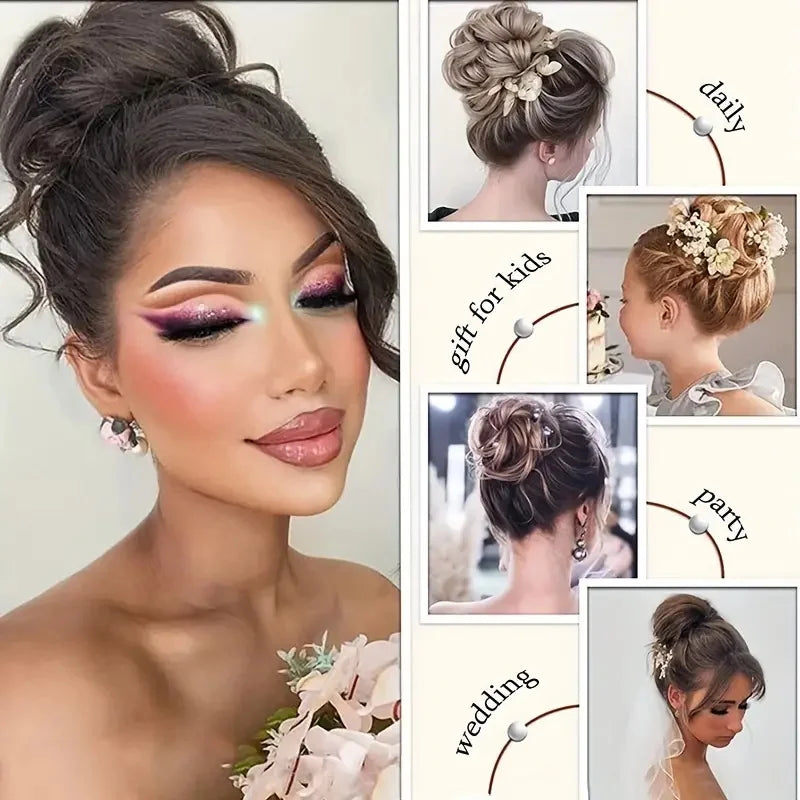 Synthetic Messy Wigs Bun Hair Chignon Updo Claw Clip Hair Extension and Accessories Short Curly Wavy Black Blonde Hairpiece for Women of Hair Wig