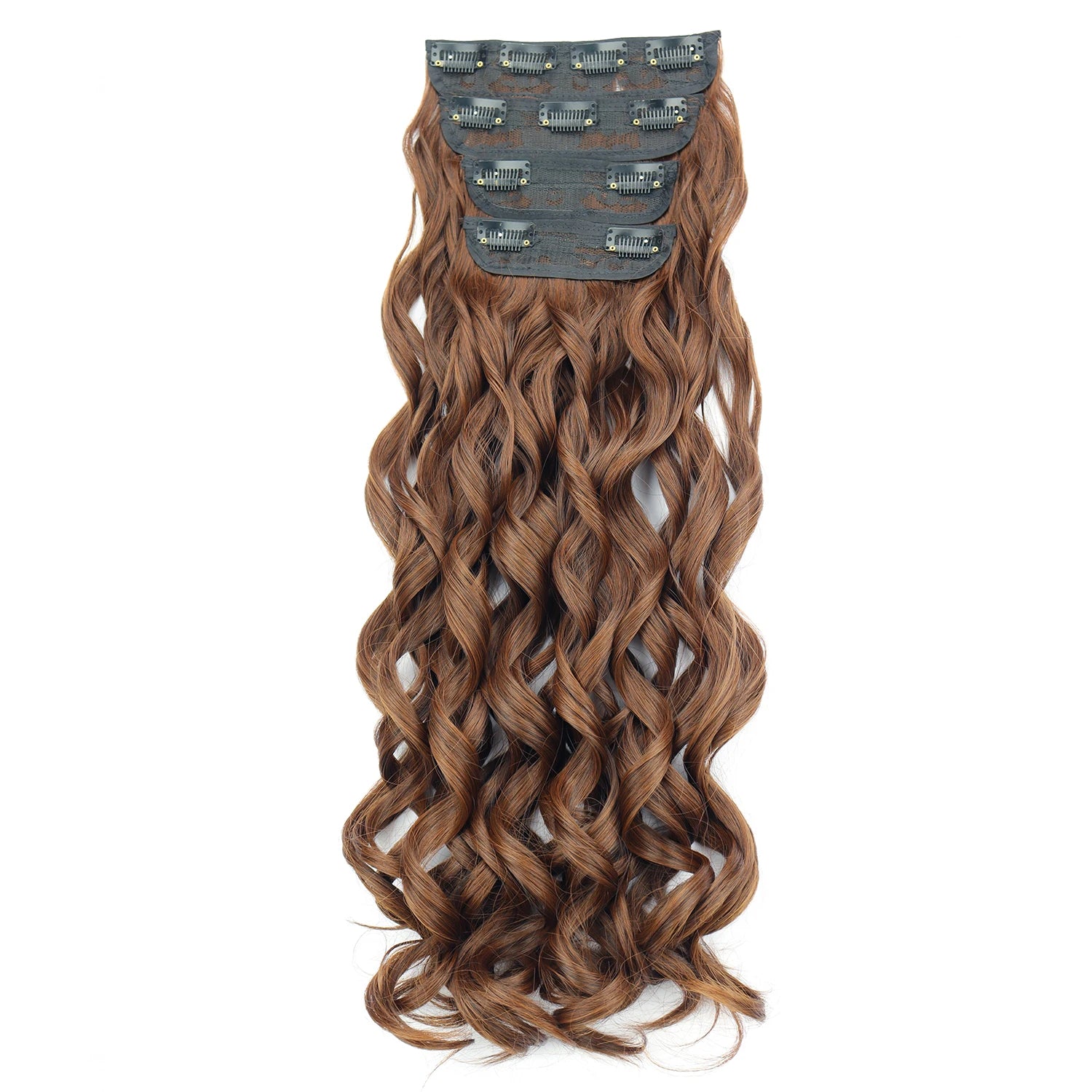 Wig 4Pcs/Set Clip In Hair Accessories and Extensions Synthetic Long Curly Wave Hair Wigs Brown Blonde Black Fake Hairpiece For Women Daily Use