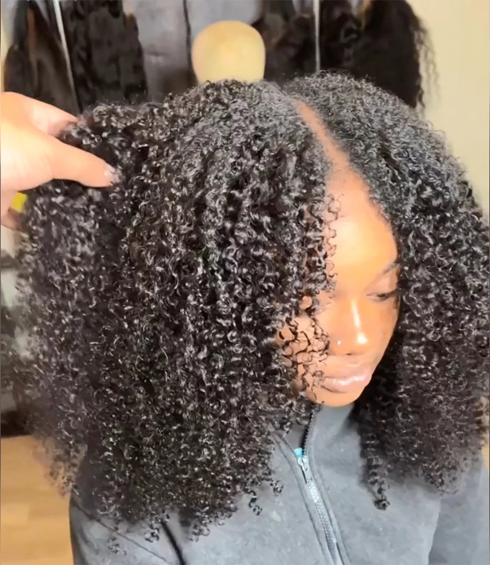 250% V Part Wig Human Hair No Leave Out Full Machine Made Afro Kinky Curly Human Hair Wigs For Women 100% Quality High Density