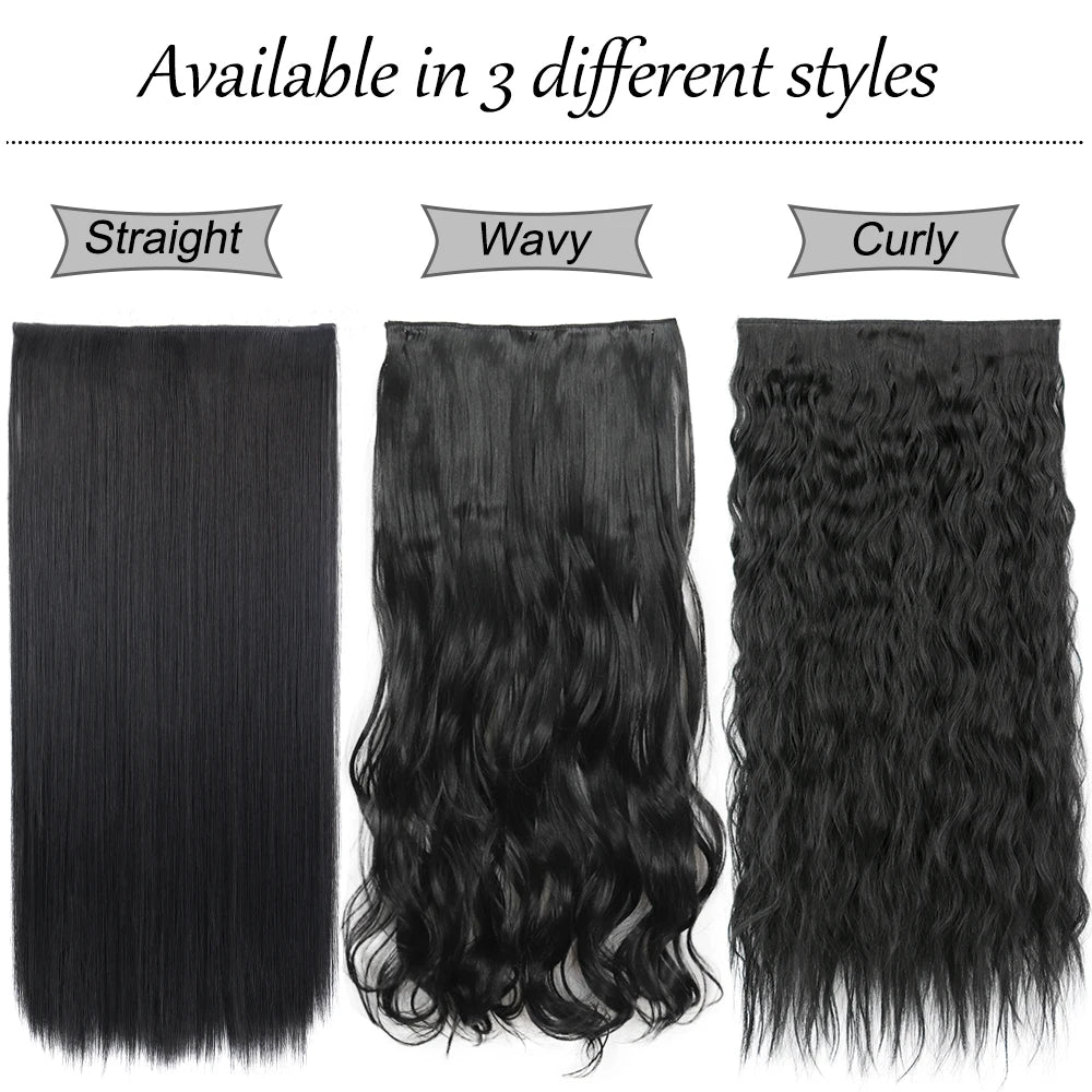 Synthetic Wig 5 Clip In Hair Accessories and Extensions Long Straight Wigs Hair Style Hairpiece Black Brown Blonde 80CM Natural Fake Hair For Women