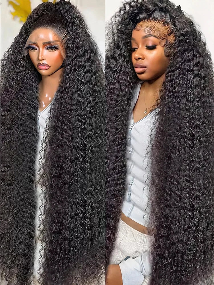 Transparent 250% Density Water Culry 360 Full Lace Frontal Wig Human Hair 40Inch Deep Wave 13x4 13x6 Hd Lace Front Wigs For Women