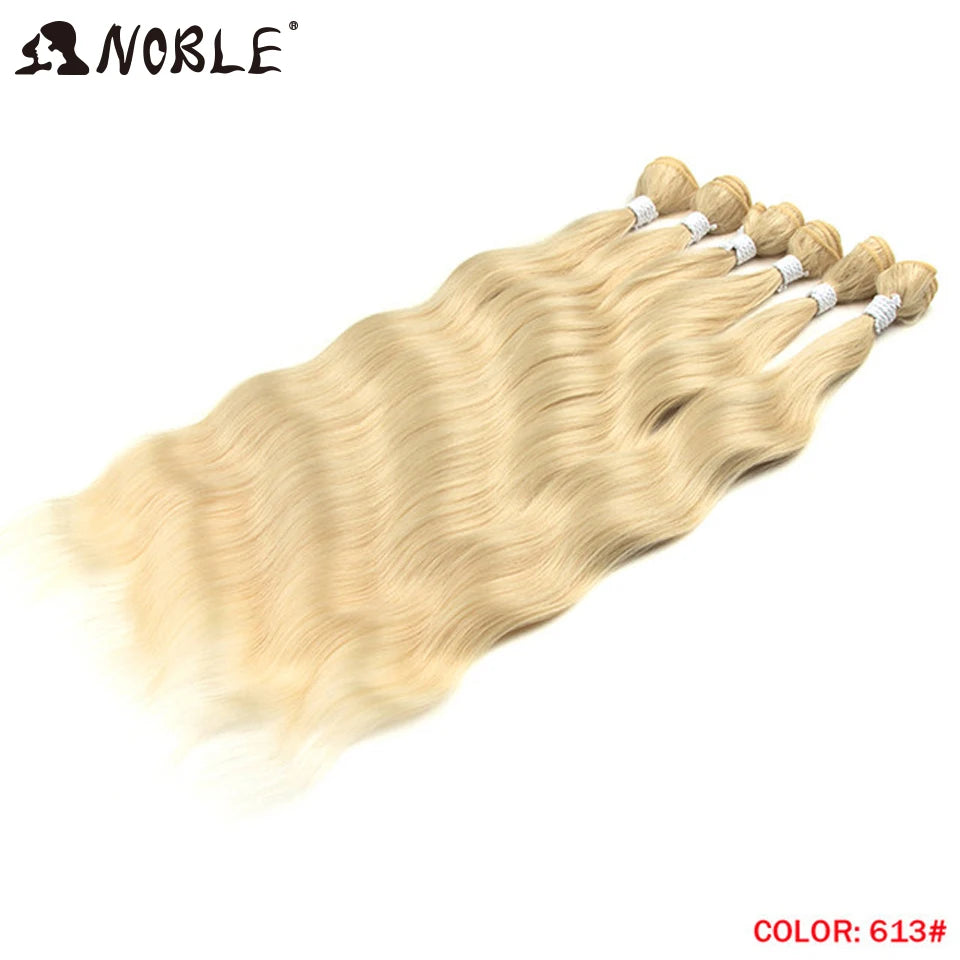 Noble Hair Wigs Water Wave Hair Bundles Synthetic Hair Extensions and Accessories Ombre Blonde Hair Weave Bundles 6Pcs/Pack 20 Inch Wig Hair Extensions