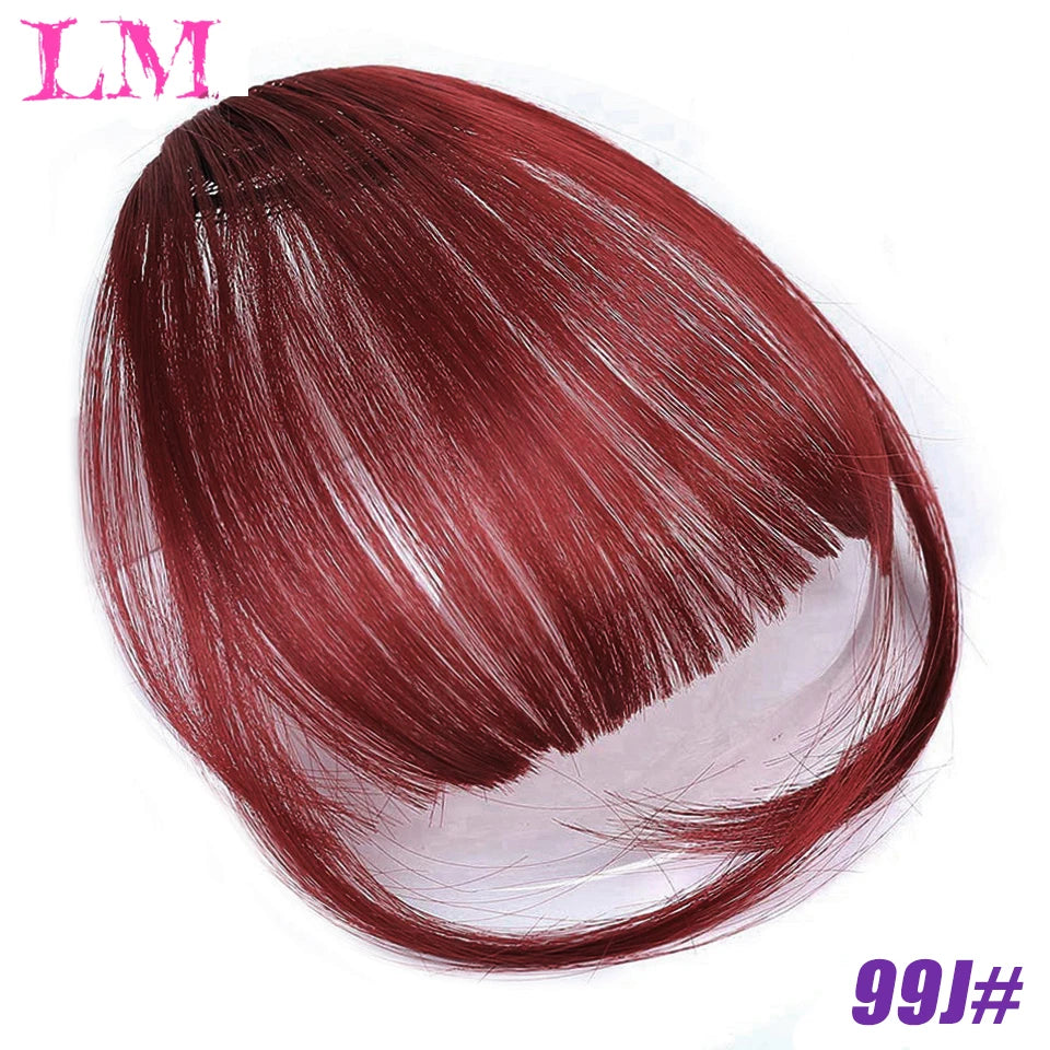 LM Curly Straight Hair Wigs Bangs Clip Natural Hair Style Black Dark Brown Light Brown Synthetic Heat-Resistant Fiber Suitable For Women Wig