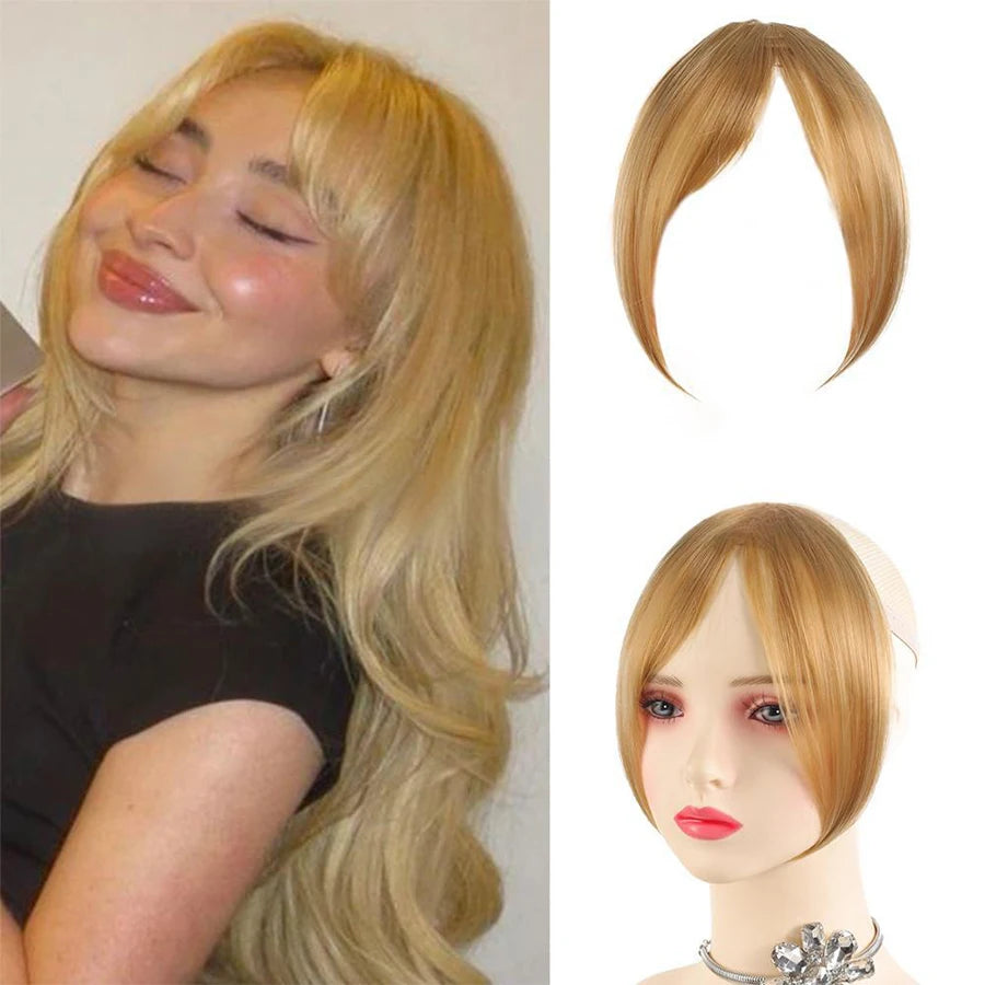 Eight Character French Bangs Wig Piece Female Synthetic BB Clip Fluffy Top Reissue Eight Character Bangs Thin Invisible Hairpins for Women Hair Wigs