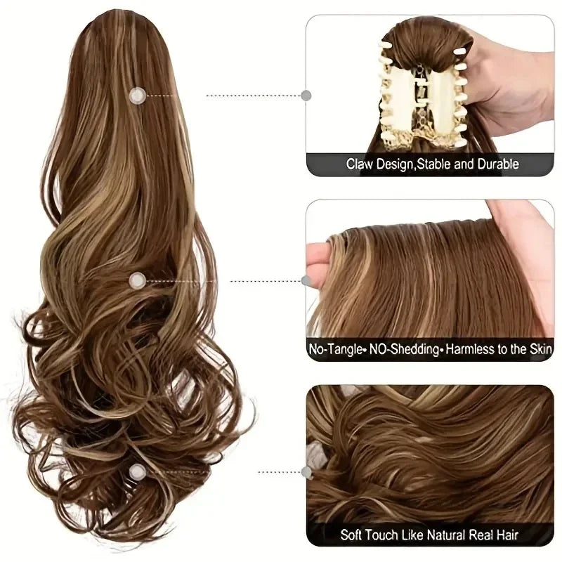 Wig female curly Hair Wigs big wavy ponytail with grab clip, Hair Accessories and Extension
