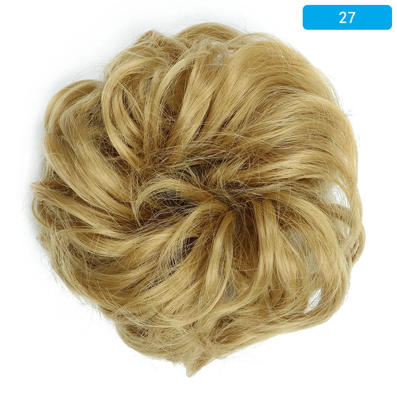 AZQUEEN Messy Bun Hair Extension Synthetic Elastic Band Curly Wave Chignon Scrunchies Donut Updo Hairpiece For Women