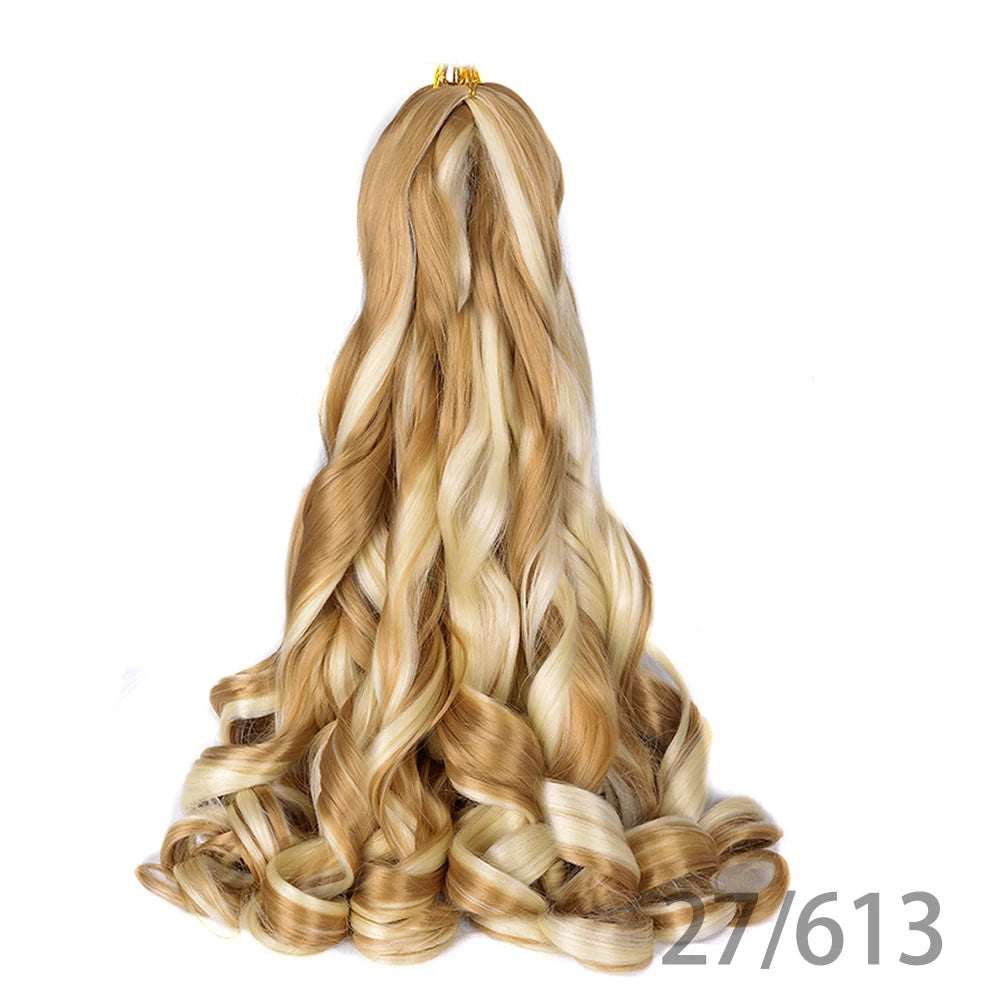 French Curly Braiding Hair Wigs Pre Stretched Bouncy Braiding Wig Hair Easy Braid Curl Braids, Lightweight Synthetic Wavy Hair Accessories and Extensions for Women