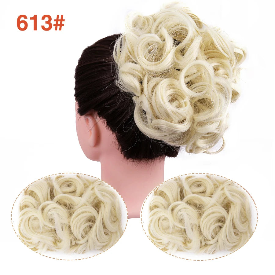 Leeons Syntheic Chignon Hair Wigs piece Curly Bun Hair Extensions and Accessories Scrunchie Updo Hair Pieces Combs In Messy Bun Hair Piece For Women Wig