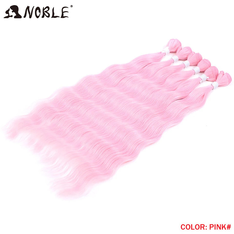 Noble Hair Wigs Water Wave Hair Bundles Synthetic Hair Extensions and Accessories Ombre Blonde Hair Weave Bundles 6Pcs/Pack 20 Inch Wig Hair Extensions