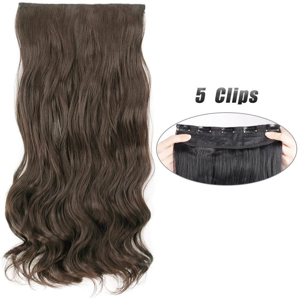 Synthetic Wig 5 Clip In Hair Accessories and Extensions Long Straight Wigs Hair Style Hairpiece Black Brown Blonde 80CM Natural Fake Hair For Women