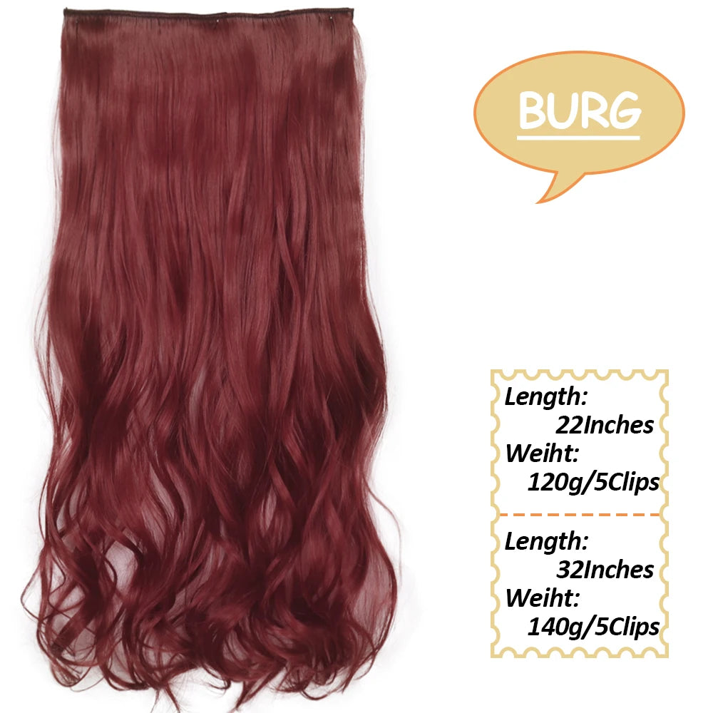 NICESY Synthetic Long Wavy 5 Clips Hair Extensions 22Inch/32Inch Clip On Hair Extensions High Tempreture Fake For Women