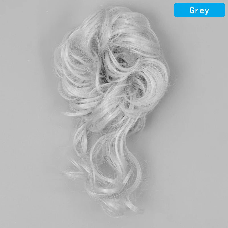 AZQUEEN Messy Bun Hair Extension Synthetic Elastic Band Curly Wave Chignon Scrunchies Donut Updo Hairpiece For Women
