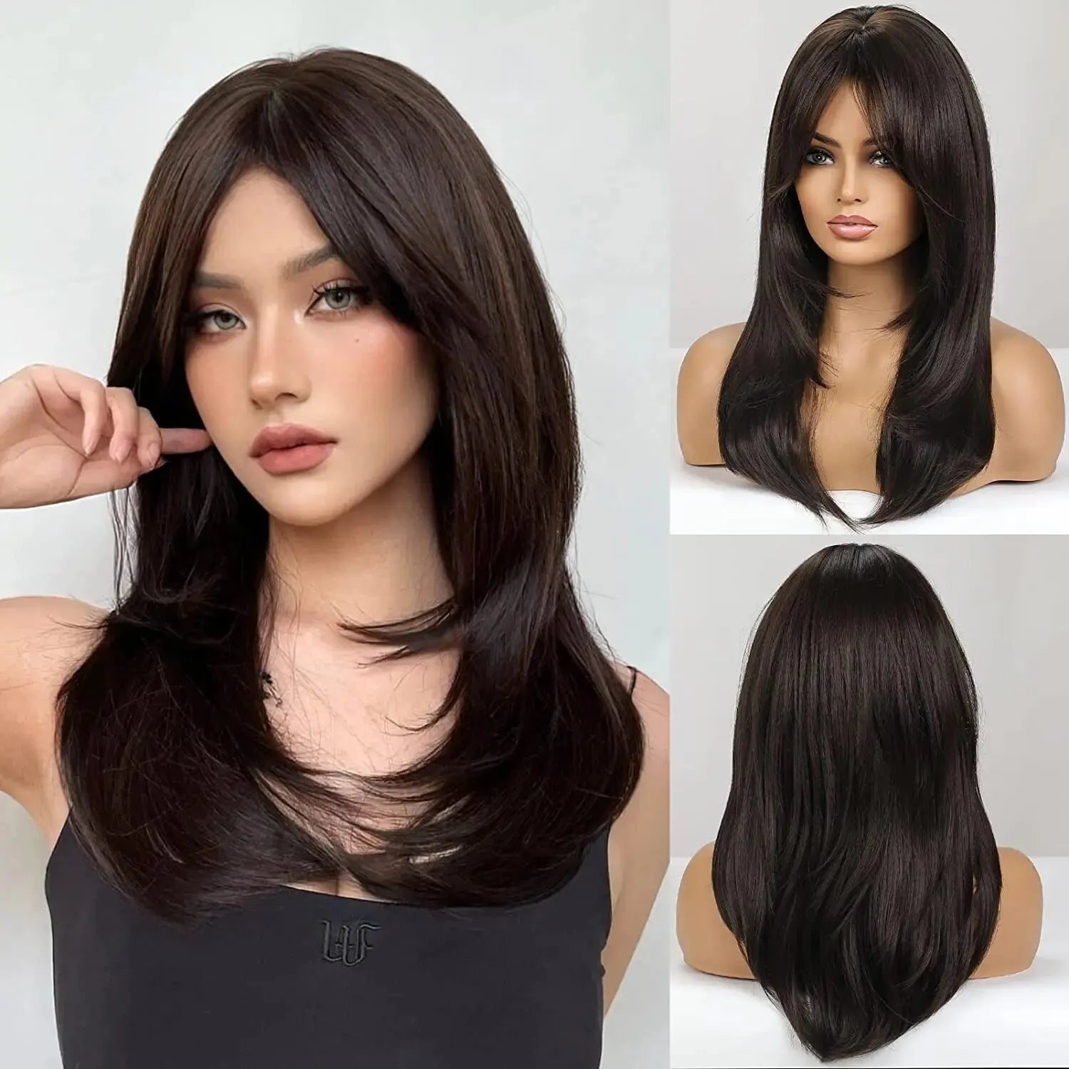 CharmSource Blonde Long Hair Natural Straight Wig Synthetic Wigs  for Women Daily Party High Density
