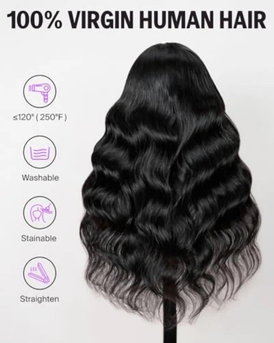 New Brand 250% Density Natural Black Body Wave V Part Wig Human Hair Gluelesss Upgrade U Part Wigs for Black Women Human Hair