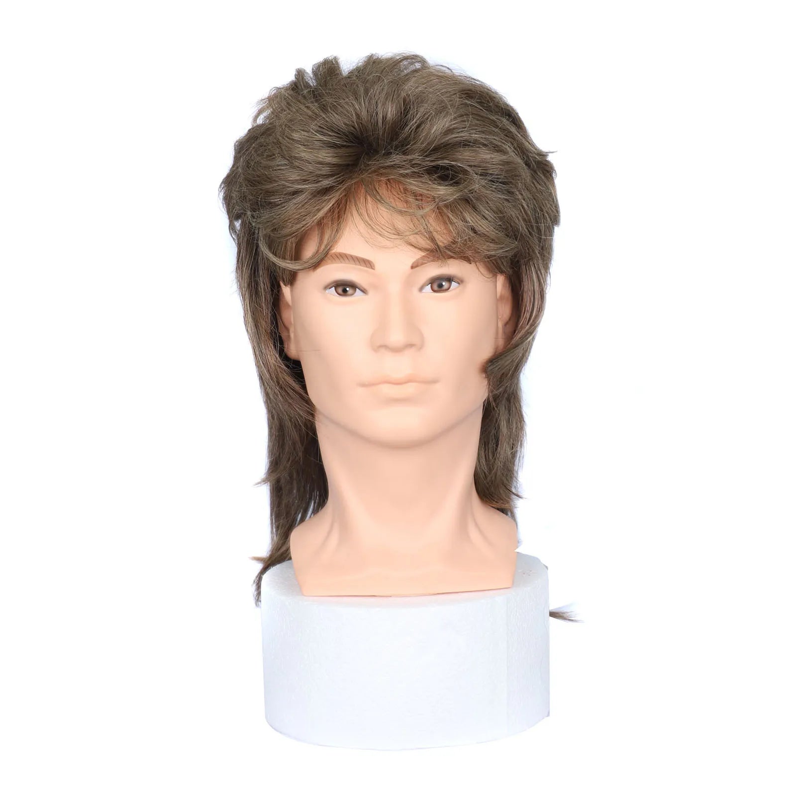Hair Wigs Vintage 80s Mullet Wig for Men Unisex Curly Permed Black Brown Synthetic Hairpiece for Cosplay Party Women Daily Use