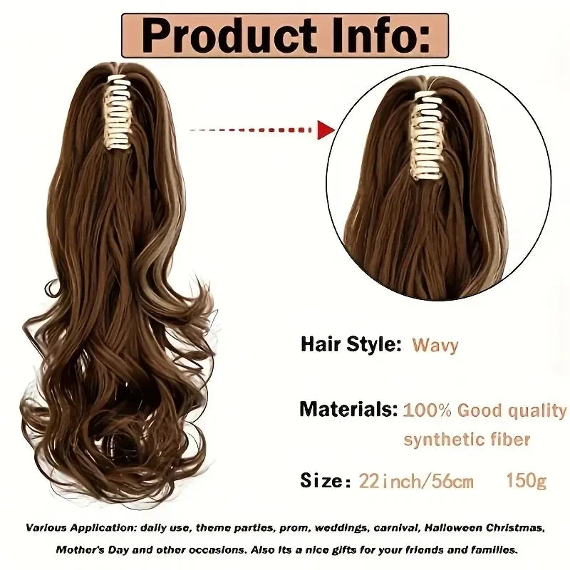 Wig female curly Hair Wigs big wavy ponytail with grab clip, Hair Accessories and Extension