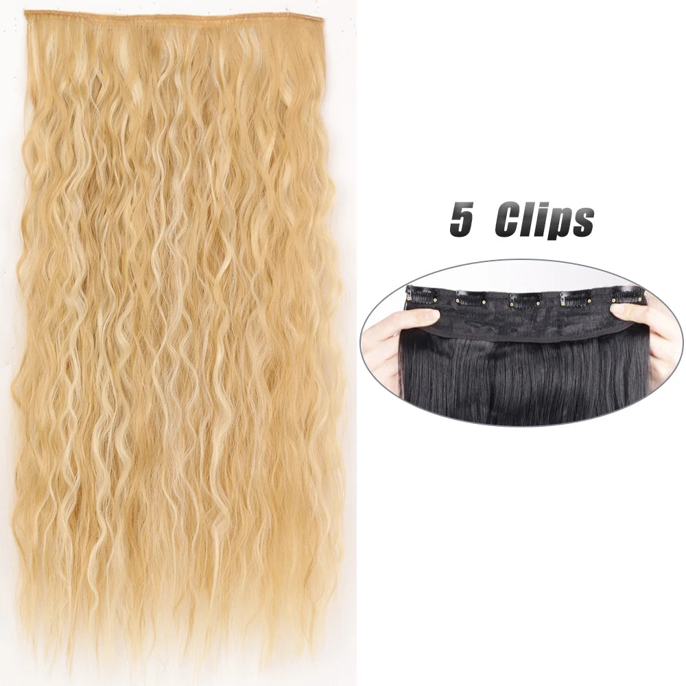 Synthetic Wig 5 Clip In Hair Accessories and Extensions Long Straight Wigs Hair Style Hairpiece Black Brown Blonde 80CM Natural Fake Hair For Women