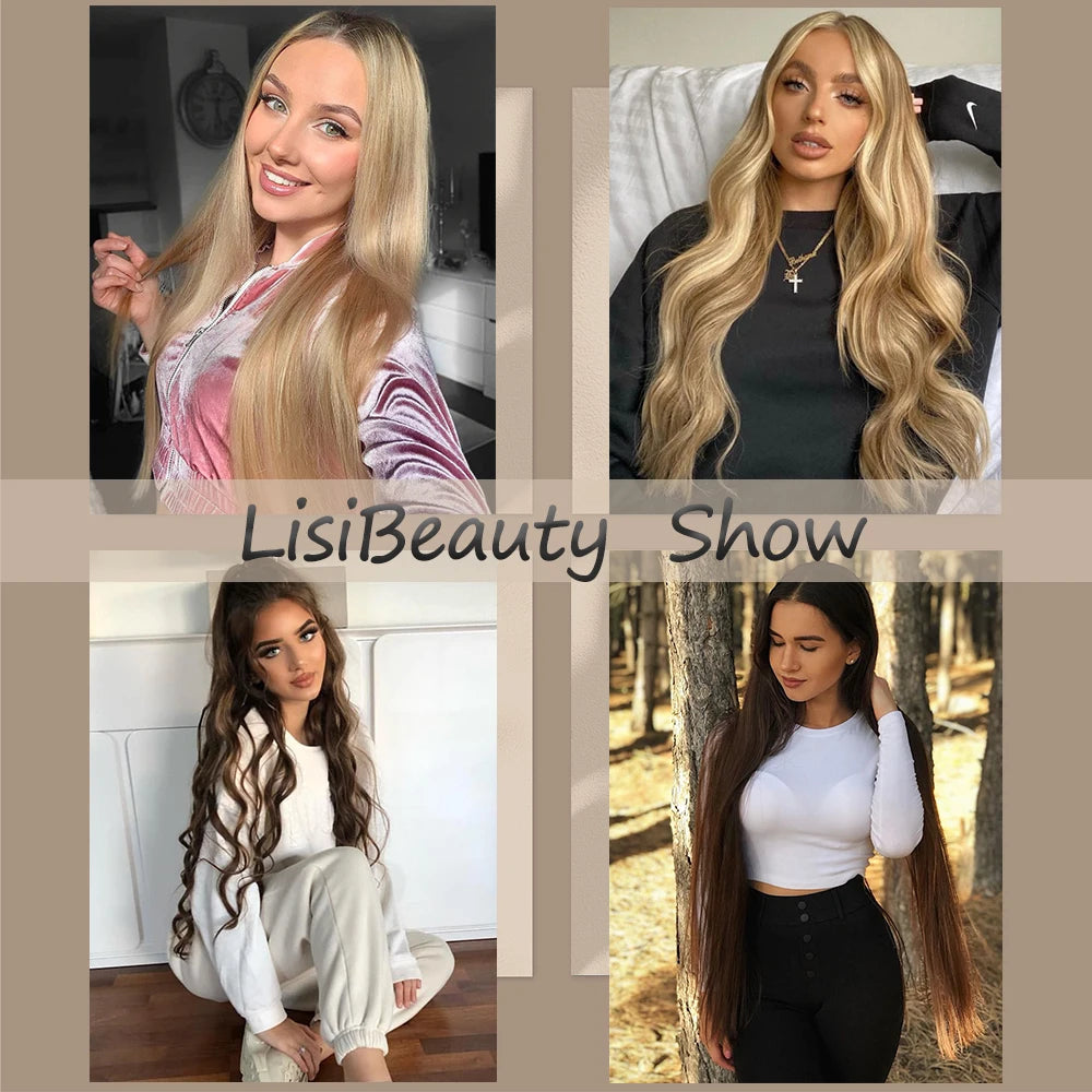 Synthetic Wig 5 Clip In Hair Accessories and Extensions Long Straight Wigs Hair Style Hairpiece Black Brown Blonde 80CM Natural Fake Hair For Women